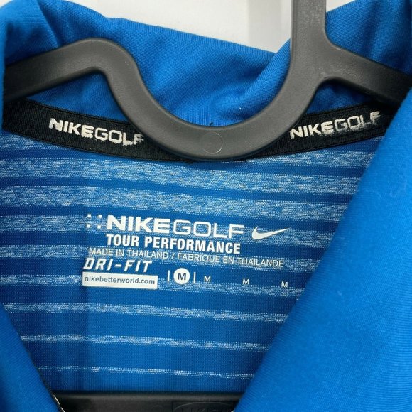 Nike Golf Tour Performance Short Sleeve Striped Polo Shirt Mens Medium Blue - Picture 6 of 10